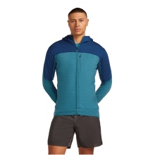 Icebreaker Fleece Jacket Descender Merino Blend 300 RealFleece with Hood (Merino Wool, Breathable) Blue/Teal Men's